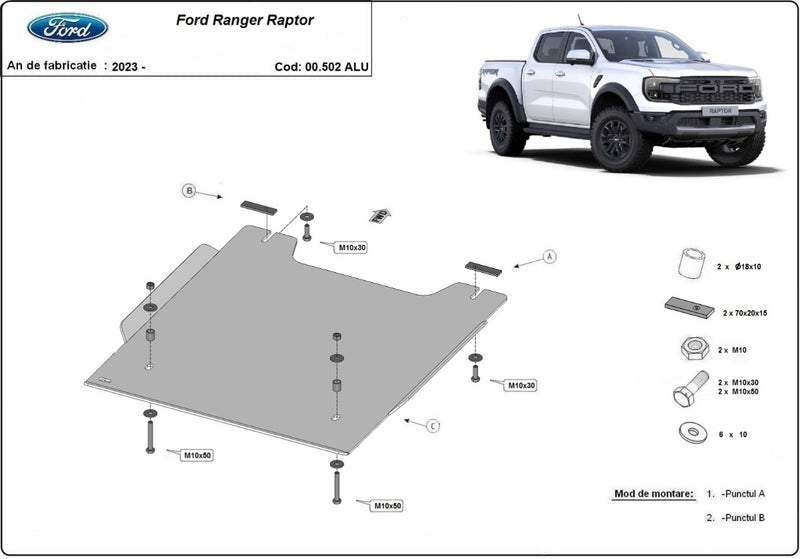 Chargez l&#39;image dans la visionneuse de la galerie, Bouclier métallique pour réducteur aluminium Ford Ranger Raptor (5mm)
