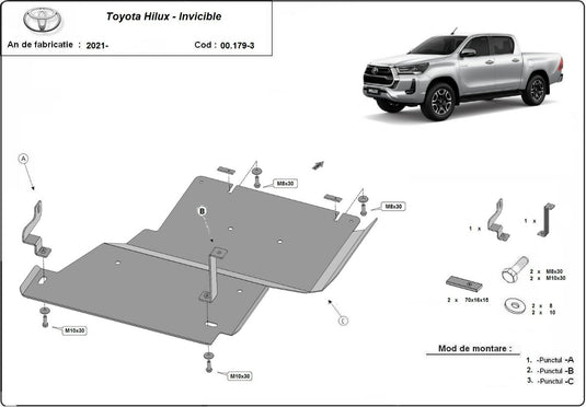 Scut metalic pentru reductor Toyota Hilux Invincible (3mm)