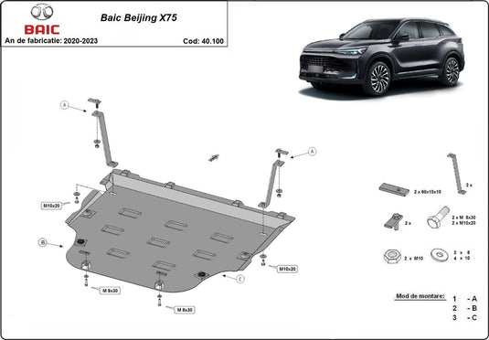 Engine - metallic shield Baic Beijing X75 (2mm)