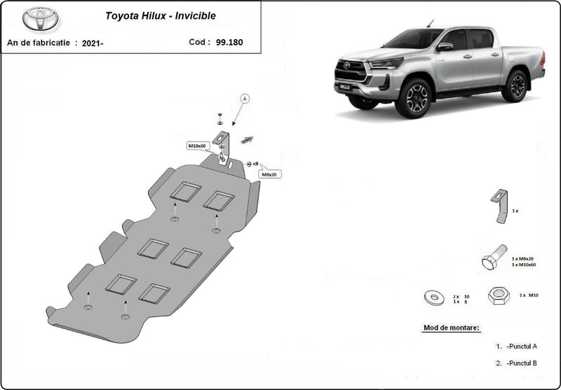Încărcați imaginea în vizualizatorul Galerie, Rezervor de combustibil - scut metalic Toyota Hilux Invincible (3mm)
