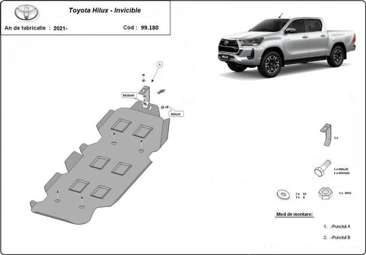 Rezervor de combustibil - scut metalic Toyota Hilux Invincible (3mm)