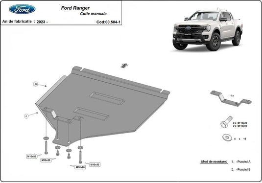 Manual Gearbox - metallic shield Ford Ranger (3mm)