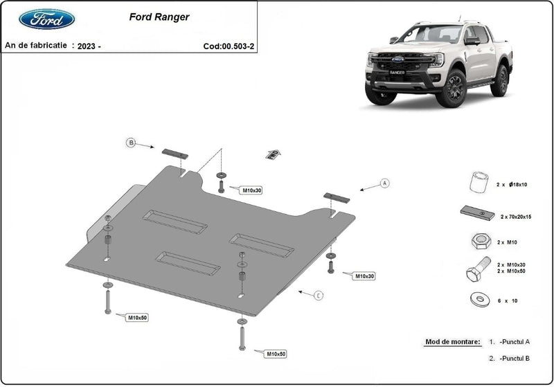Chargez l&#39;image dans la visionneuse de la galerie, Bouclier métallique pour réducteur Ford Ranger (3 mm)

