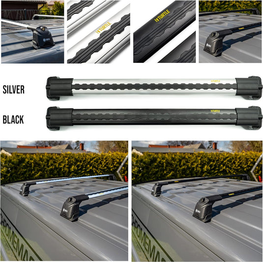 Roof rack cross bars Turtle Air-v3, black color, dedicated for BMW 4-SERIES GRAN COUPE (F36) 14-19