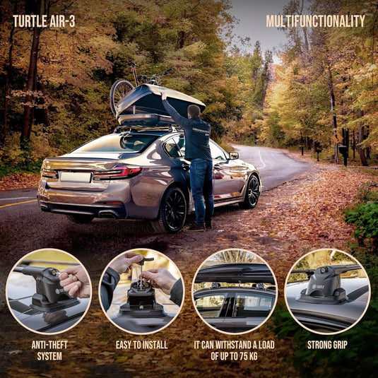 Roof rack cross bars Turtle Air-v3, black color, dedicated for BMW 4-SERIES GRAN COUPE (F36) 14-19