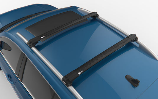 Dachregalkreuzstangen Turtle Air-V1, schwarze Farbe, für Peugeot 2008 SUV 13-19 gewidmet